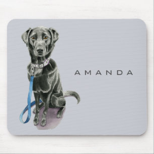 Mousepad Pintura da aguarela do cão preto