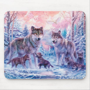 Mousepad Pintura Da Família De Lobos