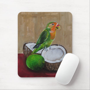 Mousepad Pintura da Festa Tropical do Lovebird por Alfred F