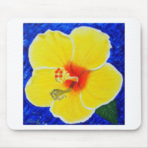 Mousepad Pintura da Flor Amarela Hibiscus