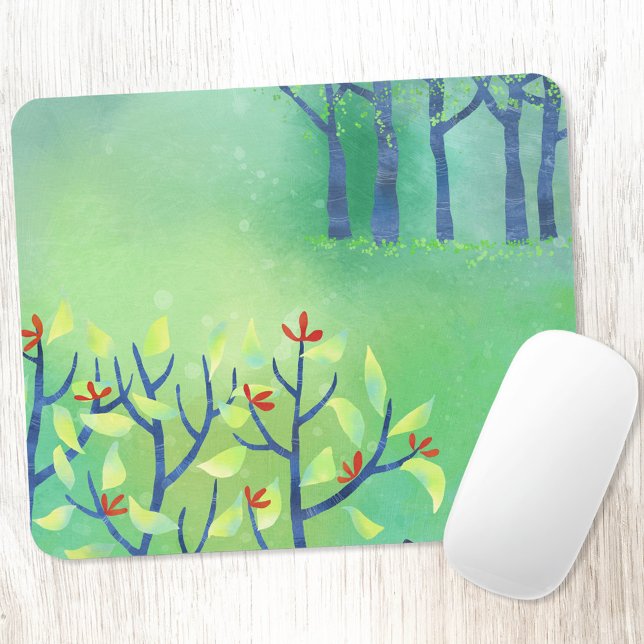 Mousepad Pintura da Paisagem Verde Moderna de abril (Green landscape abstract painting art mousemat)