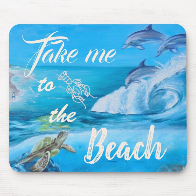 Mousepad Pintura da vida em praia e marinha (Frente)