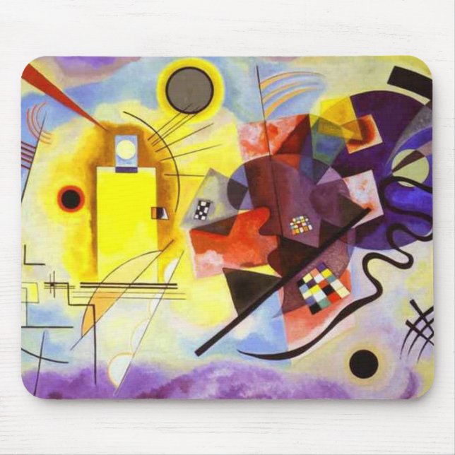 Mousepad Pintura de Abstrato Amarelo Azul Kandinsky (Frente)