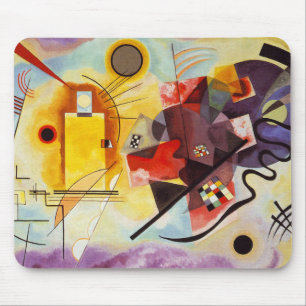 Mousepad Pintura de Abstrato Amarelo Vermelho