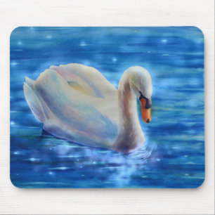 Mousepad Pintura de aquarela branca elegante