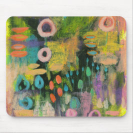 Mousepad Pintura de Arte Primitiva Floral Mista de abstrato