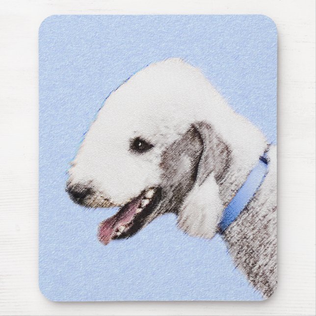 Mousepad Pintura de Bedlington Terrier - Arte de Cachorro O (Frente)