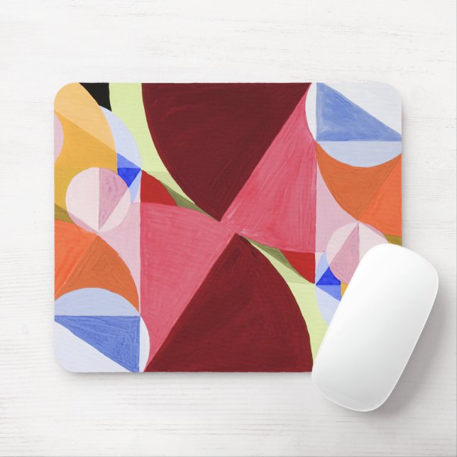 Mousepad Pintura de Blocos de Cor Abstrata Geométrica (Com mouse)