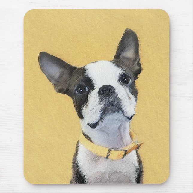 Mousepad Pintura de Boston Terrier - Arte de Cachorro Origi (Frente)