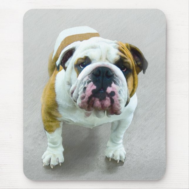 Mousepad Pintura de Buldogue - Arte de Cachorro Original Bo (Frente)