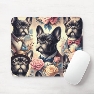Mousepad Pintura de Buldogue Francês Cute Vintage