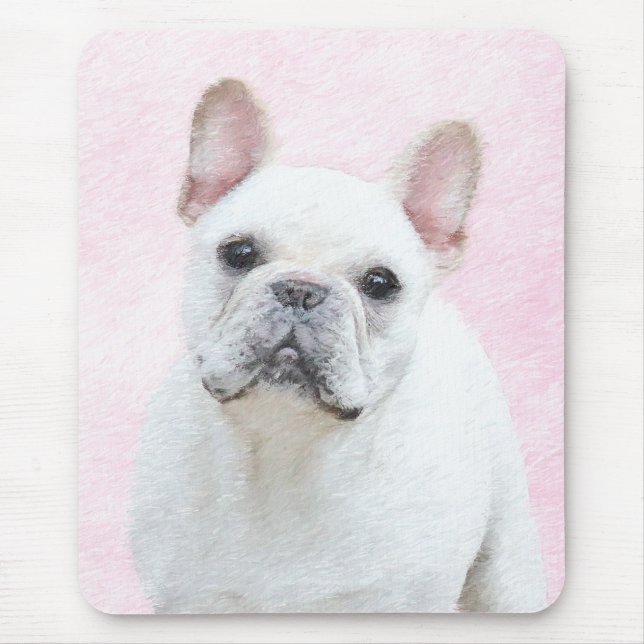 Mousepad Pintura de Bulldog Francês (Creme/Branco) - Arte C (Frente)