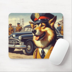 Mousepad Pintura de Cachorro da Polícia de Retro