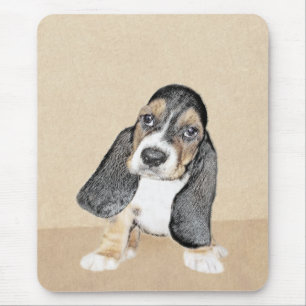 Mousepad Pintura De Cachorro De Basset - Arte De Cão Origi