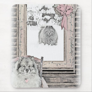 Mousepad Pintura de Cachorro na Janela de Inverno de Kehond