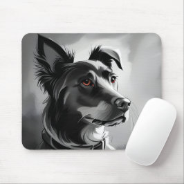 Mousepad Pintura de Cachorro Negro e Prateado