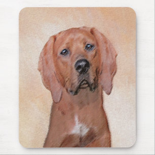 Mousepad Pintura De Cães Redbone - Arte De Cães Original