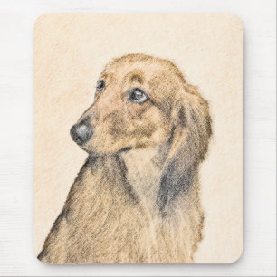 Mousepad Pintura de Dachshund (Longhaired) - Arte de Cão O