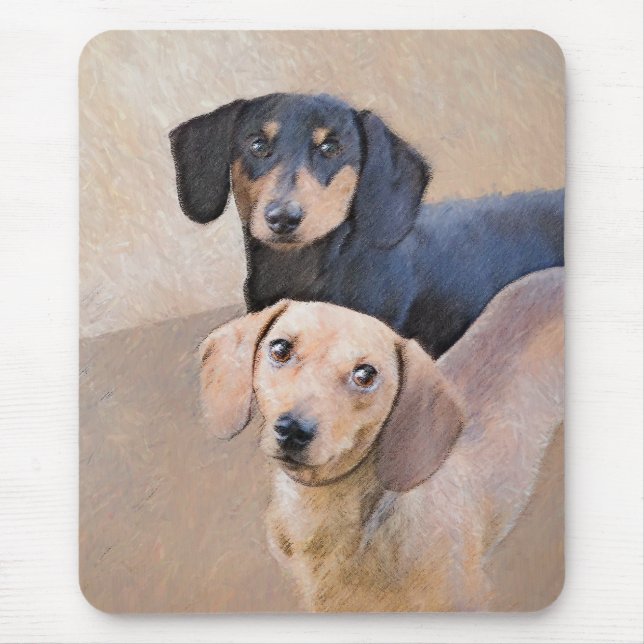 Mousepad Pintura de Dachshund (Smooth) - Arte de Cão Origin (Frente)