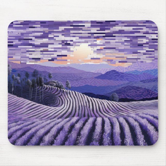 Mousepad Pintura de Decoração de Paisagem lavanda (Frente)