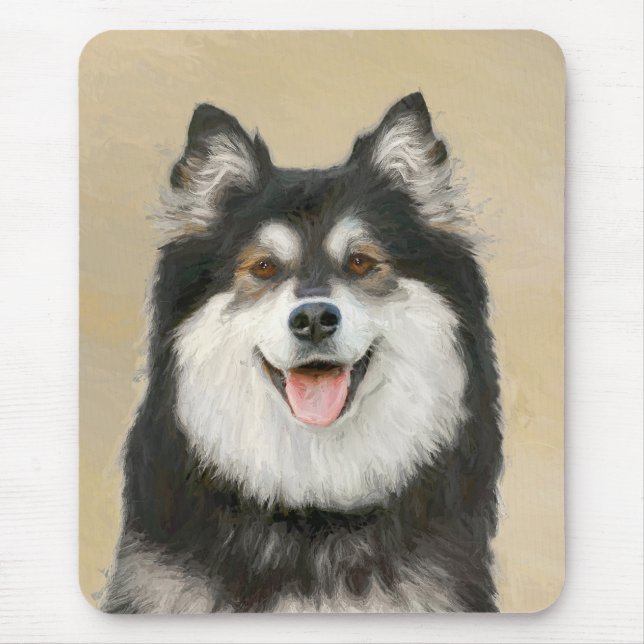 Mousepad Pintura de Finnish Lapphund - Arte Original de Cac (Frente)