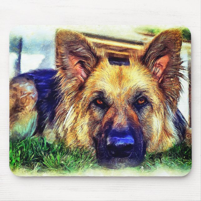 Mousepad Pintura de german shepherd (Frente)