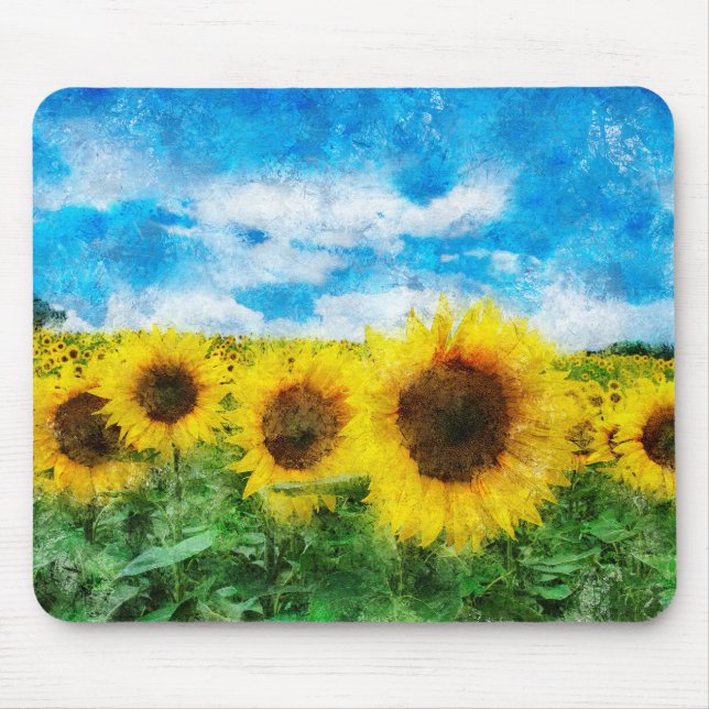 Mousepad Pintura de girassóis (Frente)