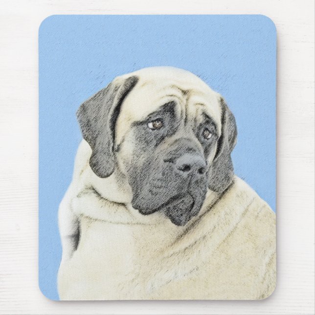Mousepad Pintura de Mastim Inglês (Fawn) - Arte Original de (Frente)
