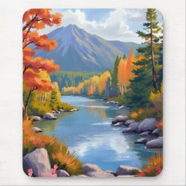 Mousepad Pintura de paisagem de outono de Nova Inglaterra