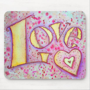 Mousepad Pintura De Palavra De Amor Rosa Bonita
