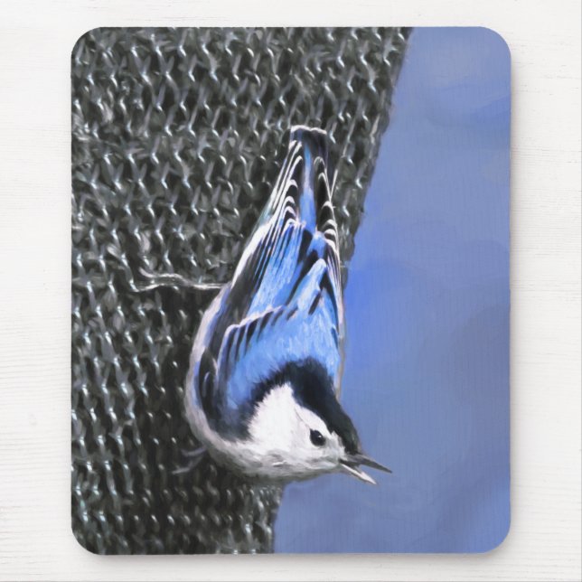 Mousepad Pintura De Pássaros De Casca Branca (Frente)