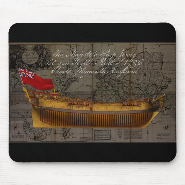 Mousepad Pintura de perfil do navio Jersey (Frente)