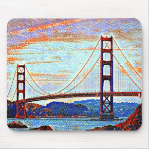 Mousepad pintura de ponte de portador de ouro
