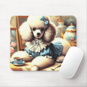 Mousepad Pintura de Poodle em Cute Vintage