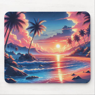 Mousepad Pintura de praia tropical sunset