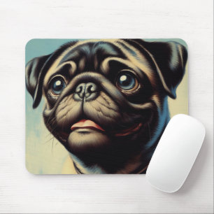 Mousepad Pintura de Pug Retro