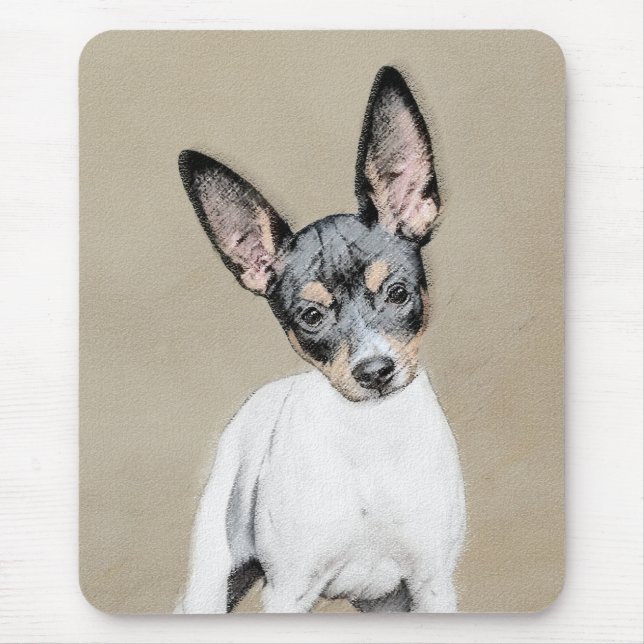 Mousepad Pintura de Rat Terrier - Arte Original de Cachorro (Frente)