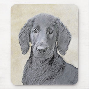 Mousepad Pintura De Retriever Revestida Plana - Arte De Cã