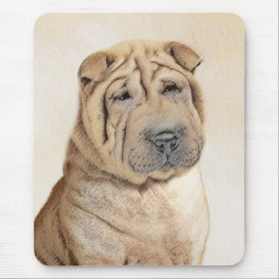 Mousepad Pintura de Shar Pei - Arte de Cão Original Bonita