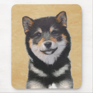 Mousepad Pintura de Shiba Inu (preto e Tan) - arte do cão