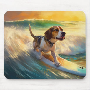 Mousepad Pintura de Surf da Praia Beagle
