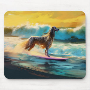 Mousepad Pintura de surf em praia de hound afegã