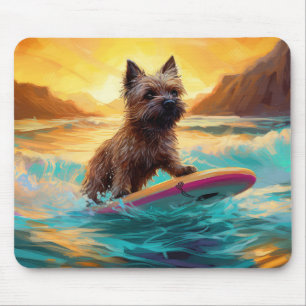 Mousepad Pintura de Surf na Praia do Cairn Terrier