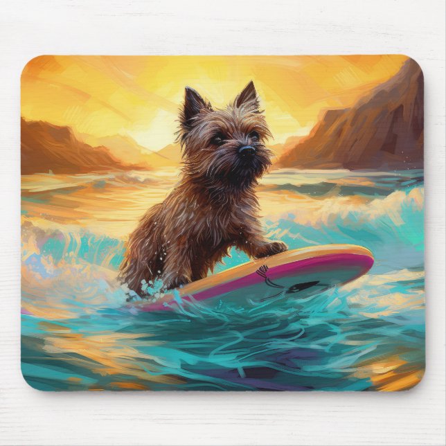 Mousepad Pintura de Surf na Praia do Cairn Terrier (Frente)