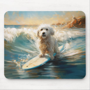 Mousepad Pintura de Surf na Praia do Coton De Tulear