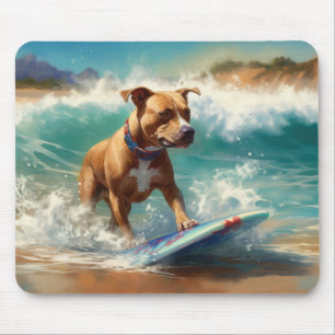 Mousepad Pintura de Surf na Praia do Staffordshire American