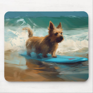 Mousepad Pintura de Surf na Praia do Terrier Australiano