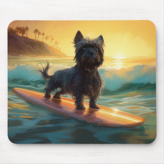 Mousepad Pintura de Surf no Beach do Affenpinscher (Frente)