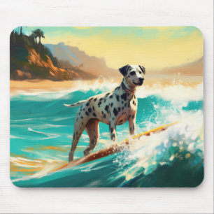 Mousepad Pintura de surfe na praia Dalmation