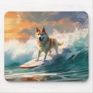 Mousepad Pintura de surfe na praia de Akita